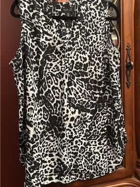 Rachel Zoe Black and White Leopard Print Sleeveless Camisole